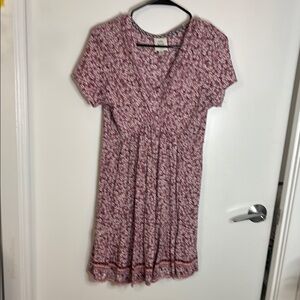 Floral V-Neck Dress in Red by American Eagle Outfitters